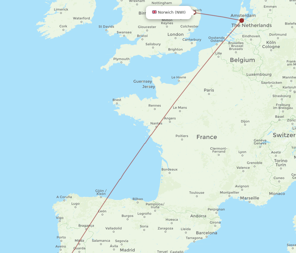 LIS-NWI flight routes