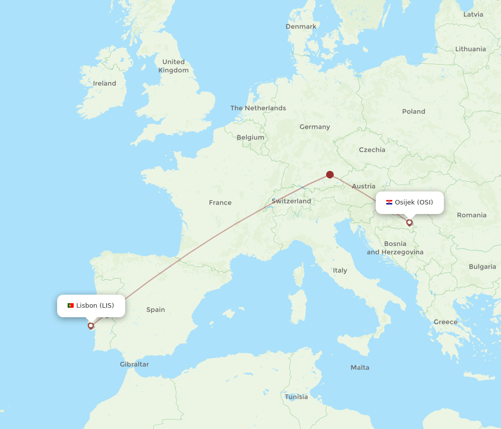 LIS-OSI flight routes