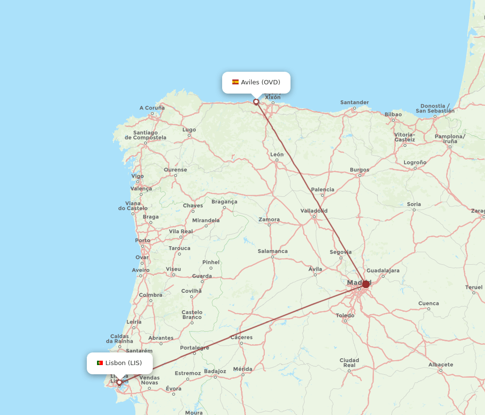 LIS-OVD flight routes