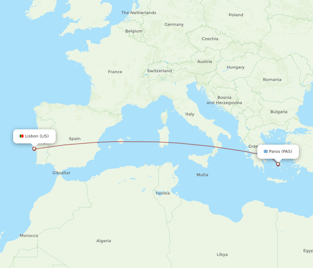 LIS-PAS flight routes