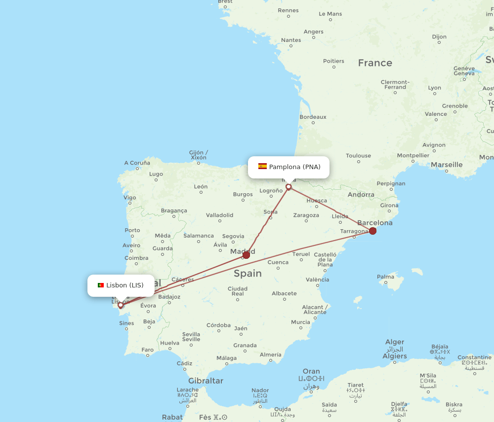 LIS-PNA flight routes