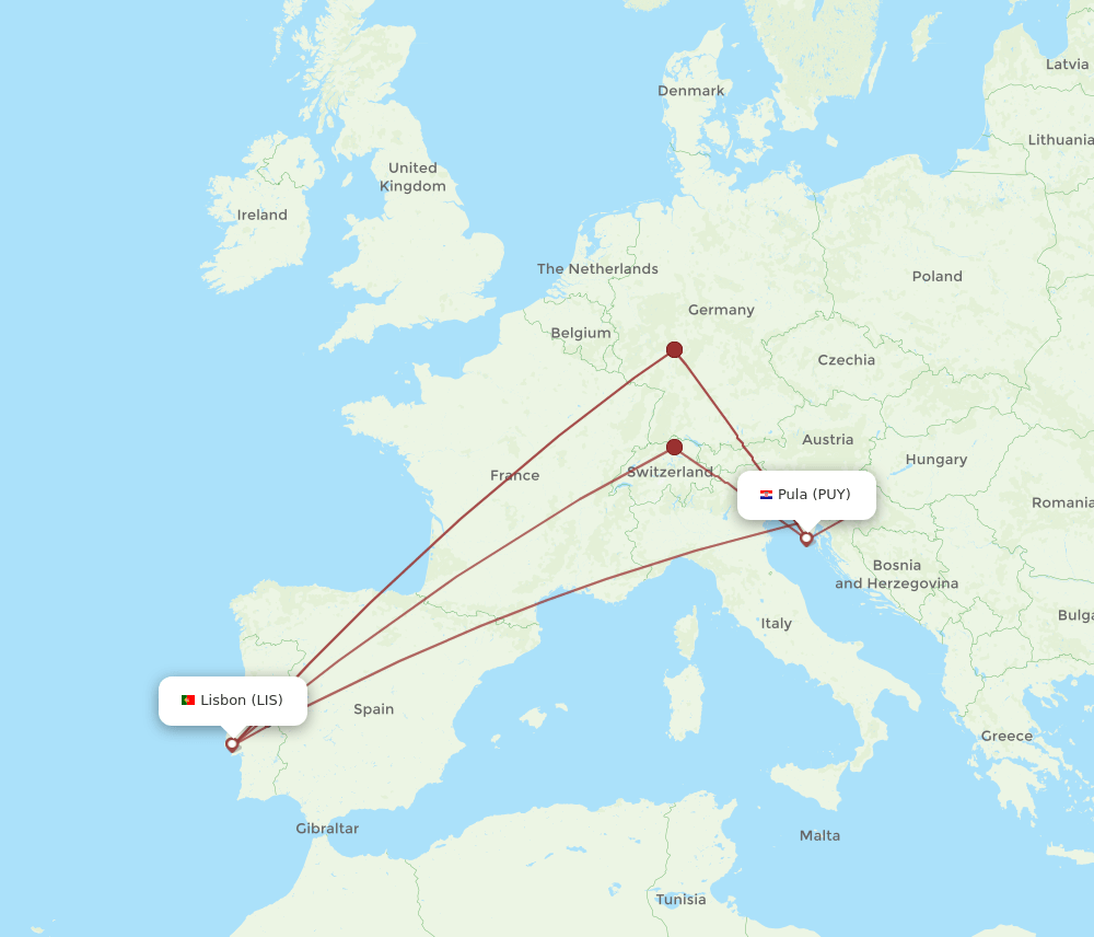 LIS-PUY flight routes