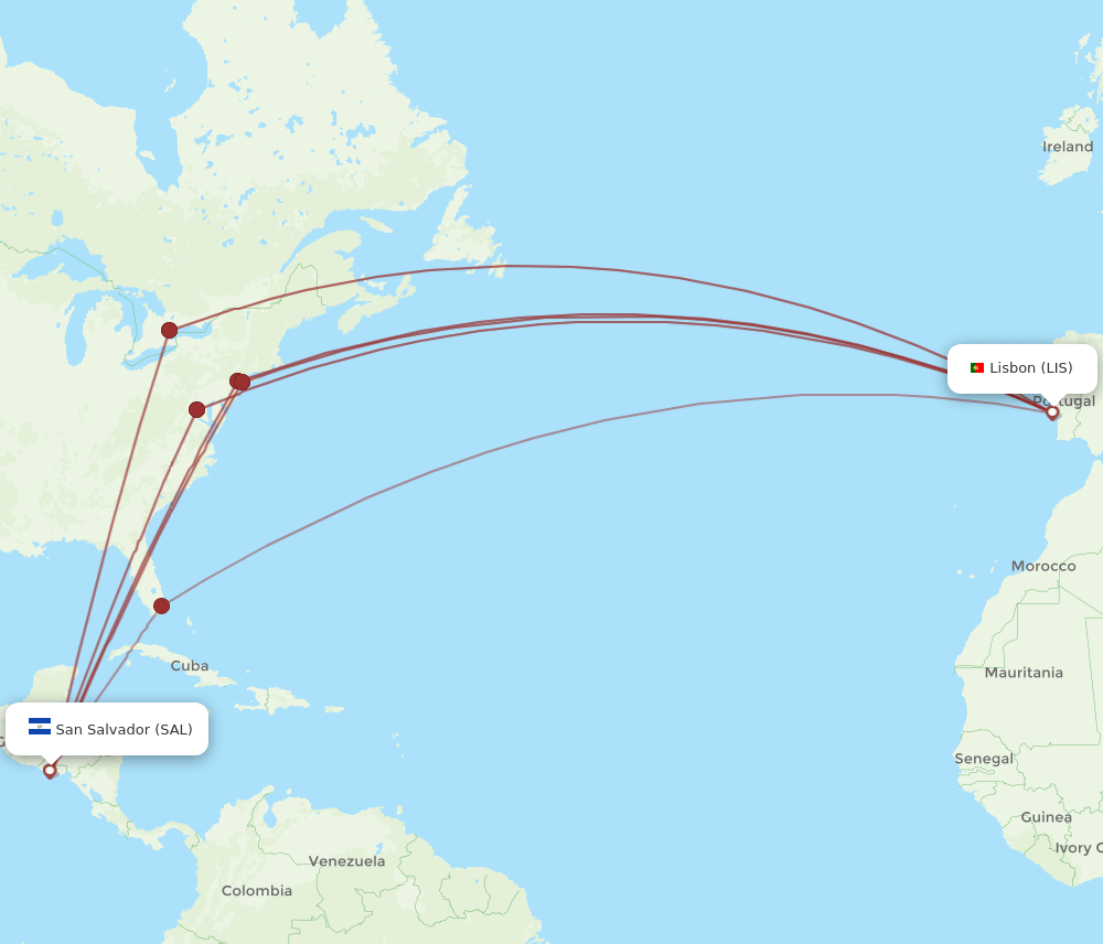 LIS to SAL flights and routes map
