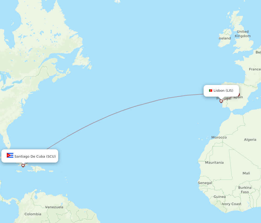 LIS-SCU flight routes