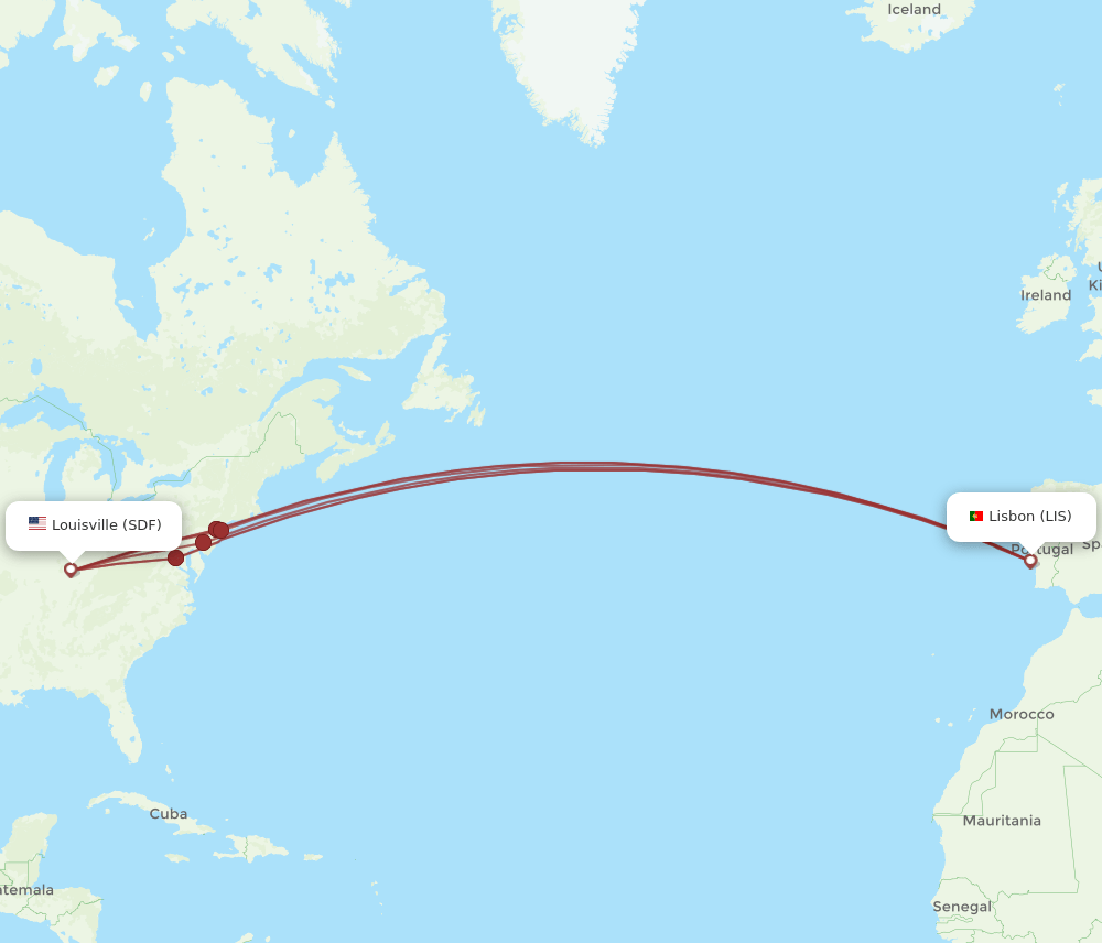 LIS-SDF flight routes