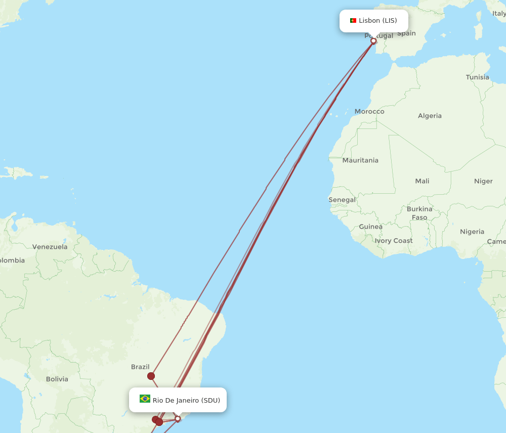 LIS-SDU flight routes