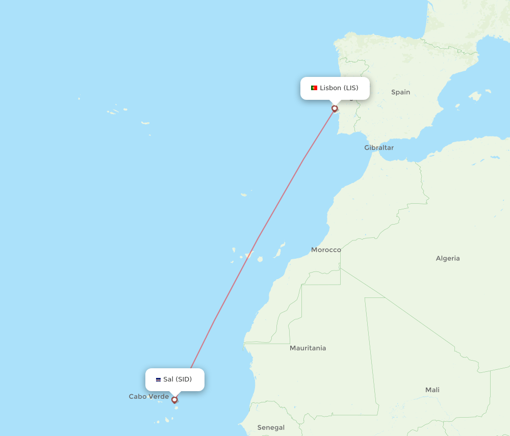 LIS to SID flights and routes map