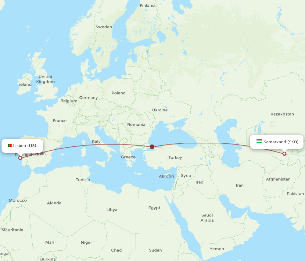 LIS-SKD flight routes