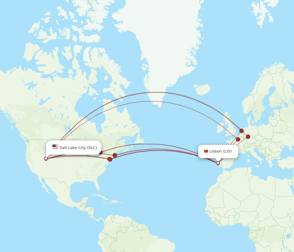 LIS-SLC flight routes