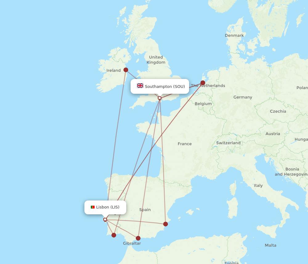 LIS-SOU flight routes