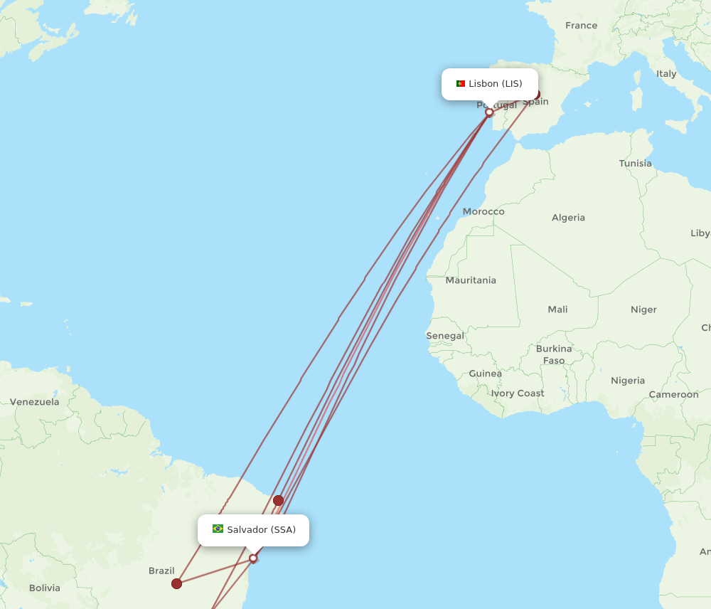LIS-SSA flight routes