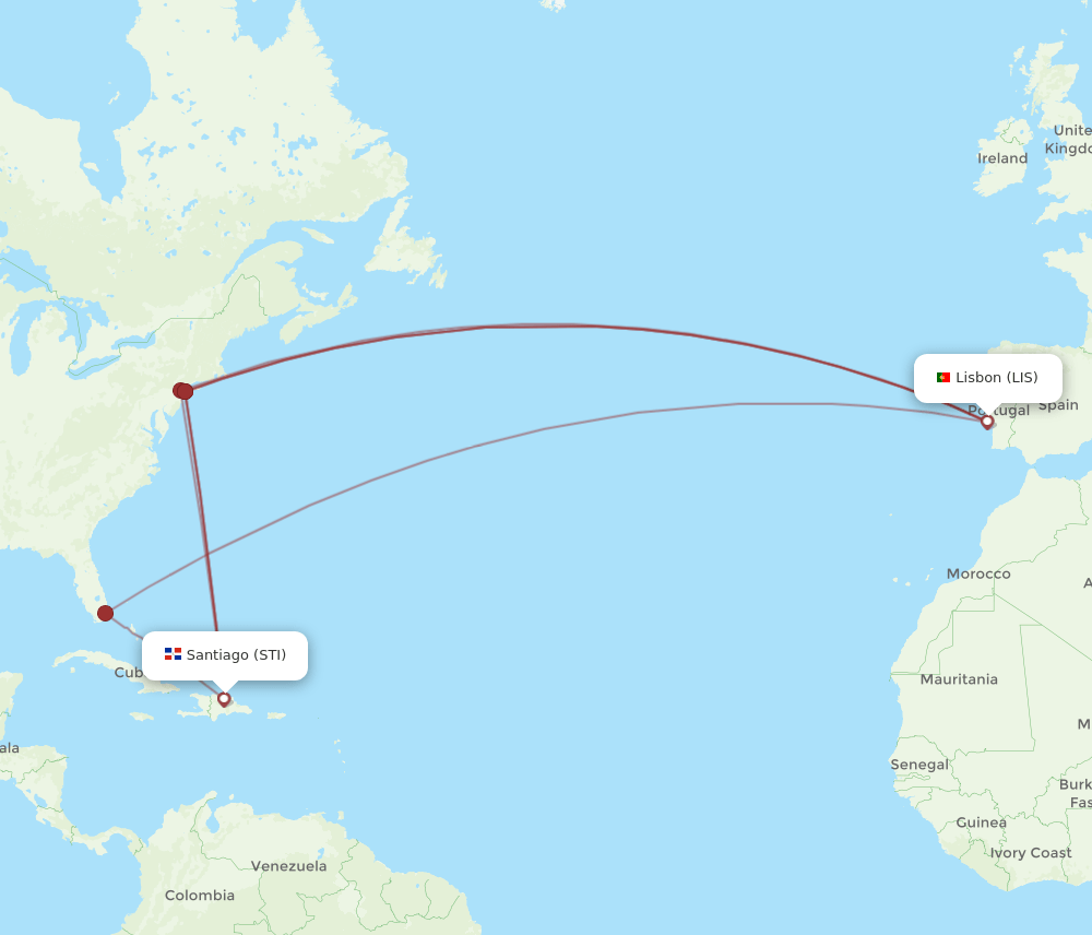 LIS-STI flight routes