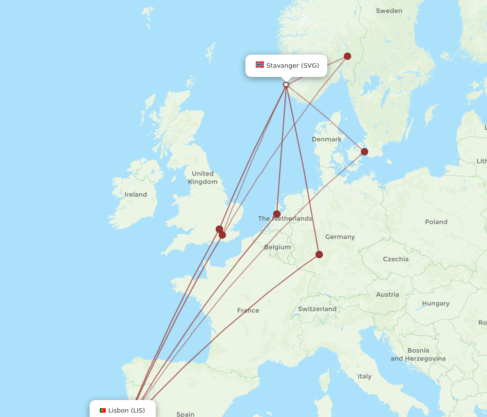 LIS-SVG flight routes