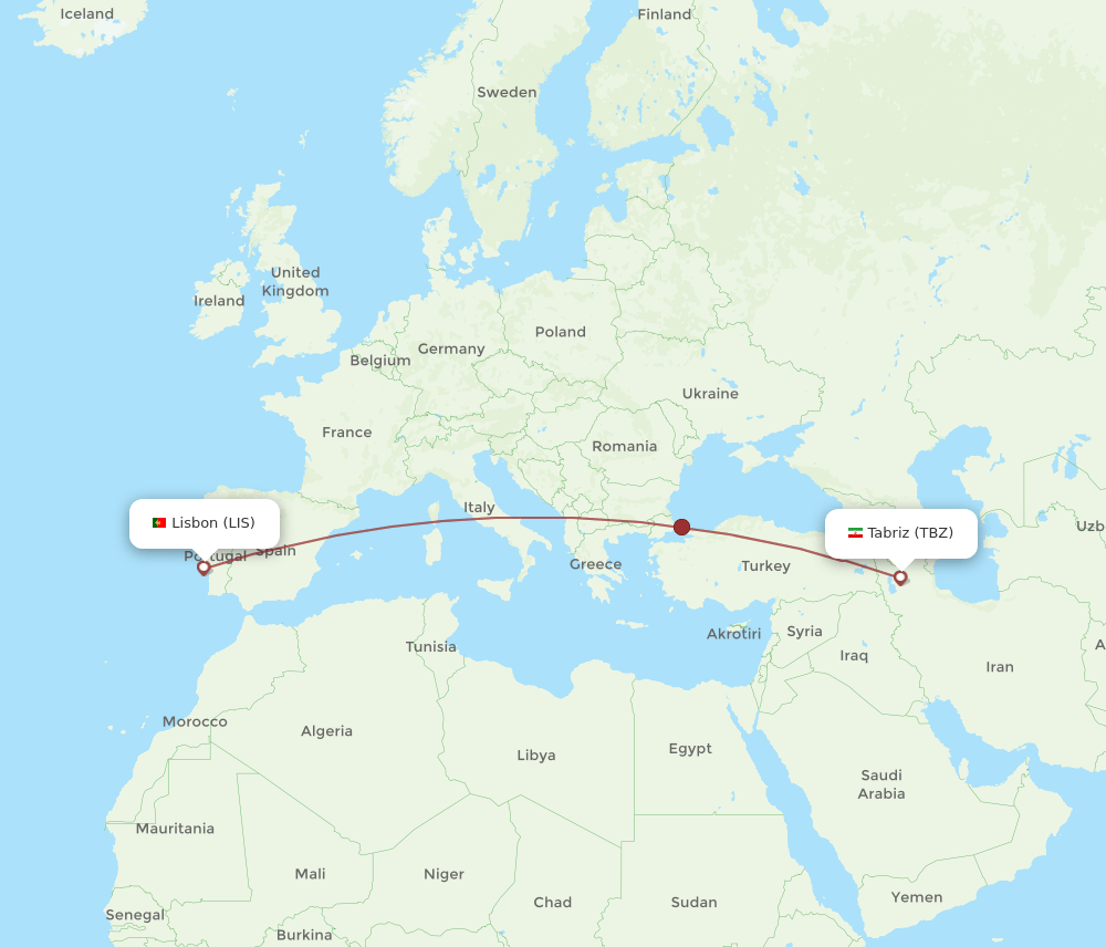 LIS-TBZ flight routes