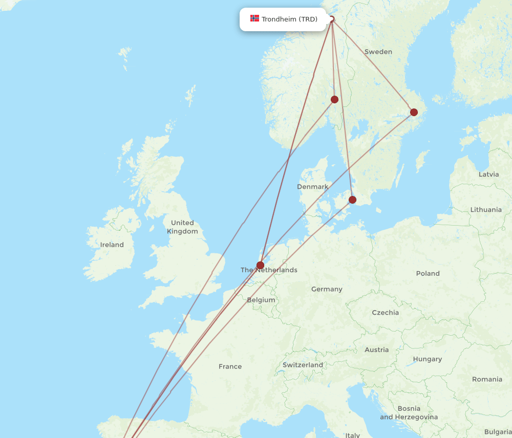 LIS-TRD flight routes