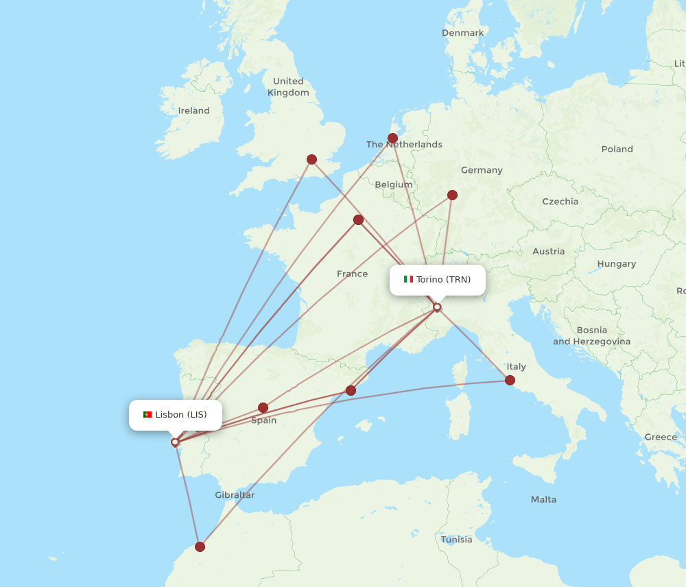 LIS-TRN flight routes