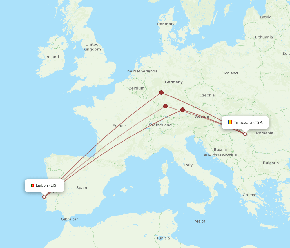 LIS-TSR flight routes