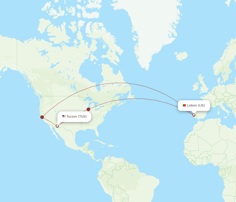 LIS-TUS flight routes