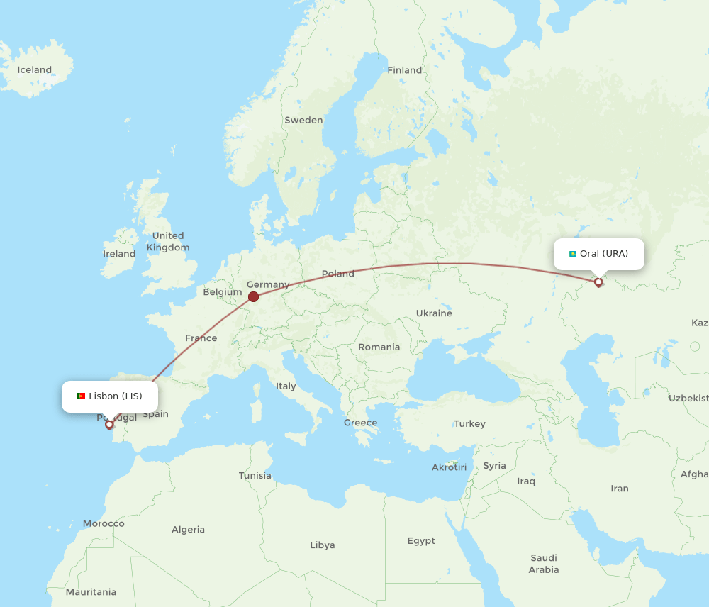 LIS-URA flight routes