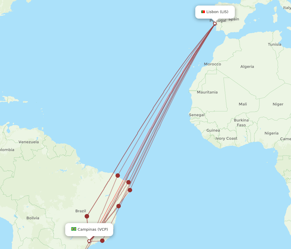 LIS-VCP flight routes