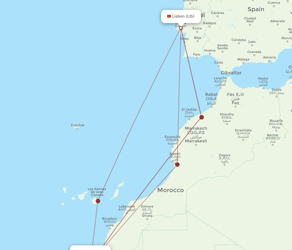 LIS-VIL flight routes