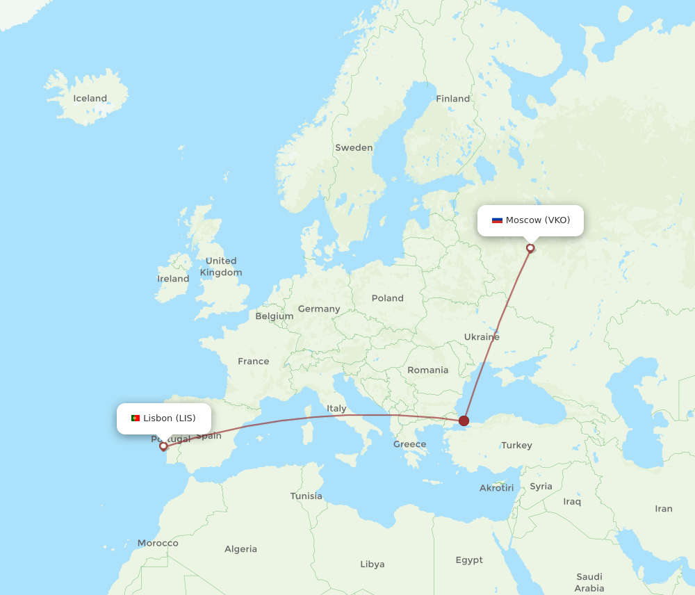 LIS-VKO flight routes