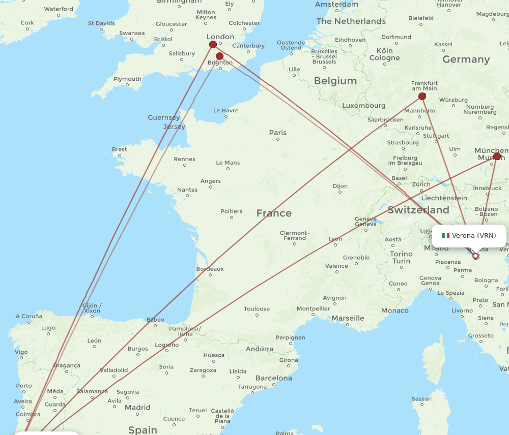 LIS to VRN flights and routes map
