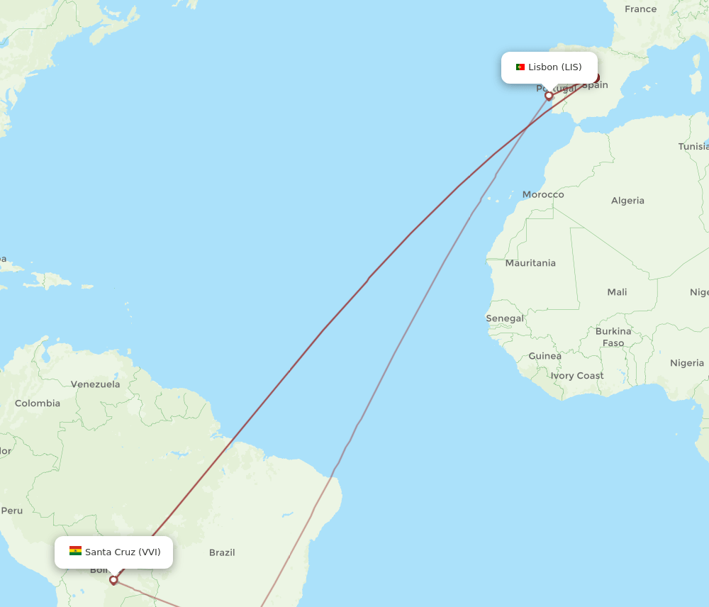LIS-VVI flight routes