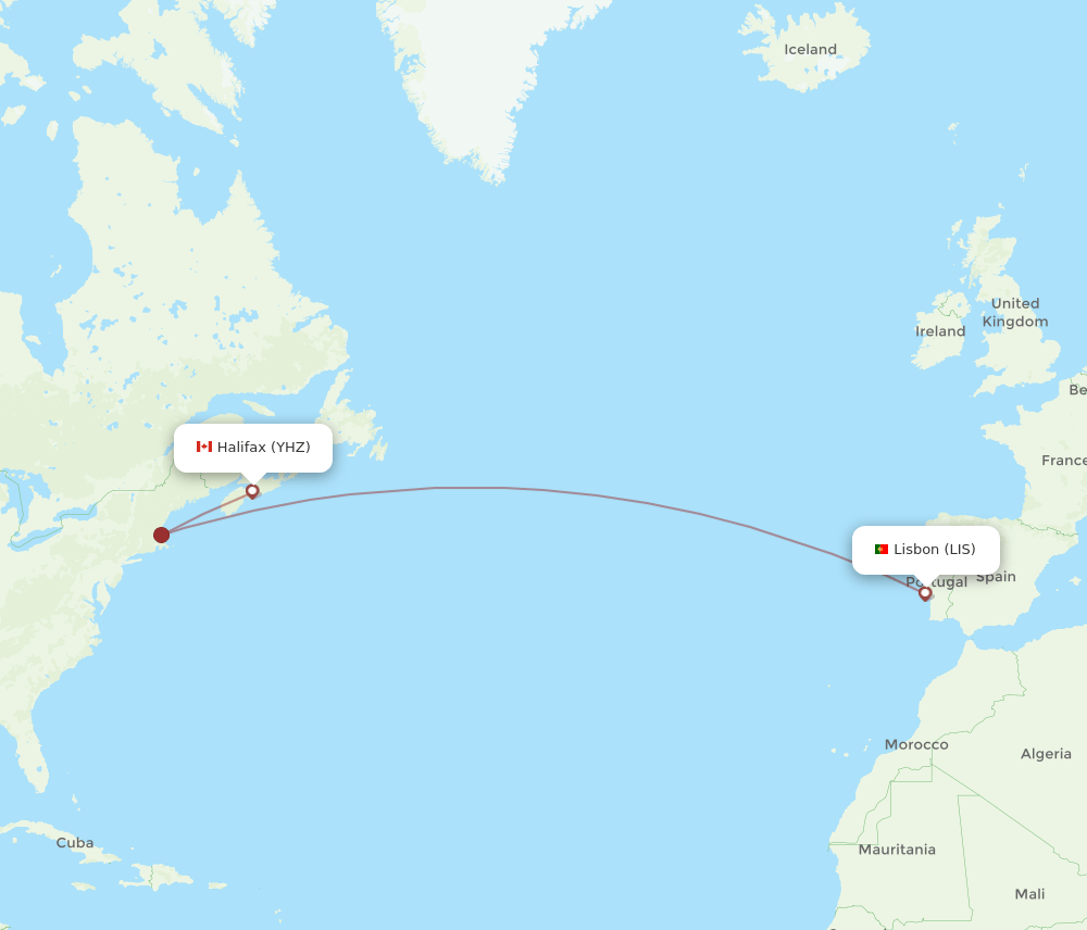 LIS-YHZ flight routes