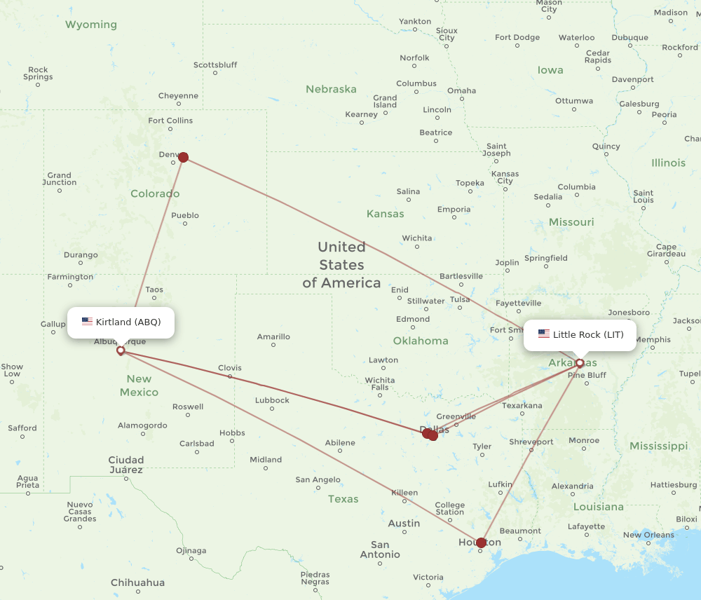 LIT-ABQ flight routes