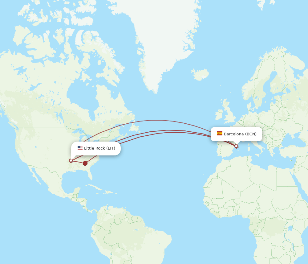 LIT-BCN flight routes