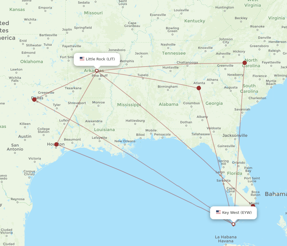 LIT-EYW flight routes