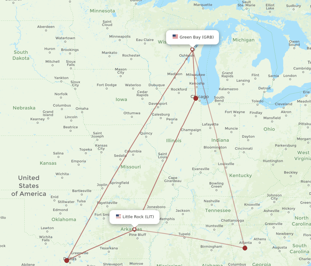 LIT-GRB flight routes