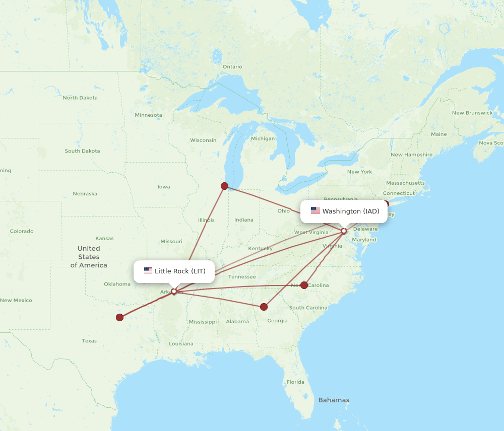 LIT-IAD flight routes