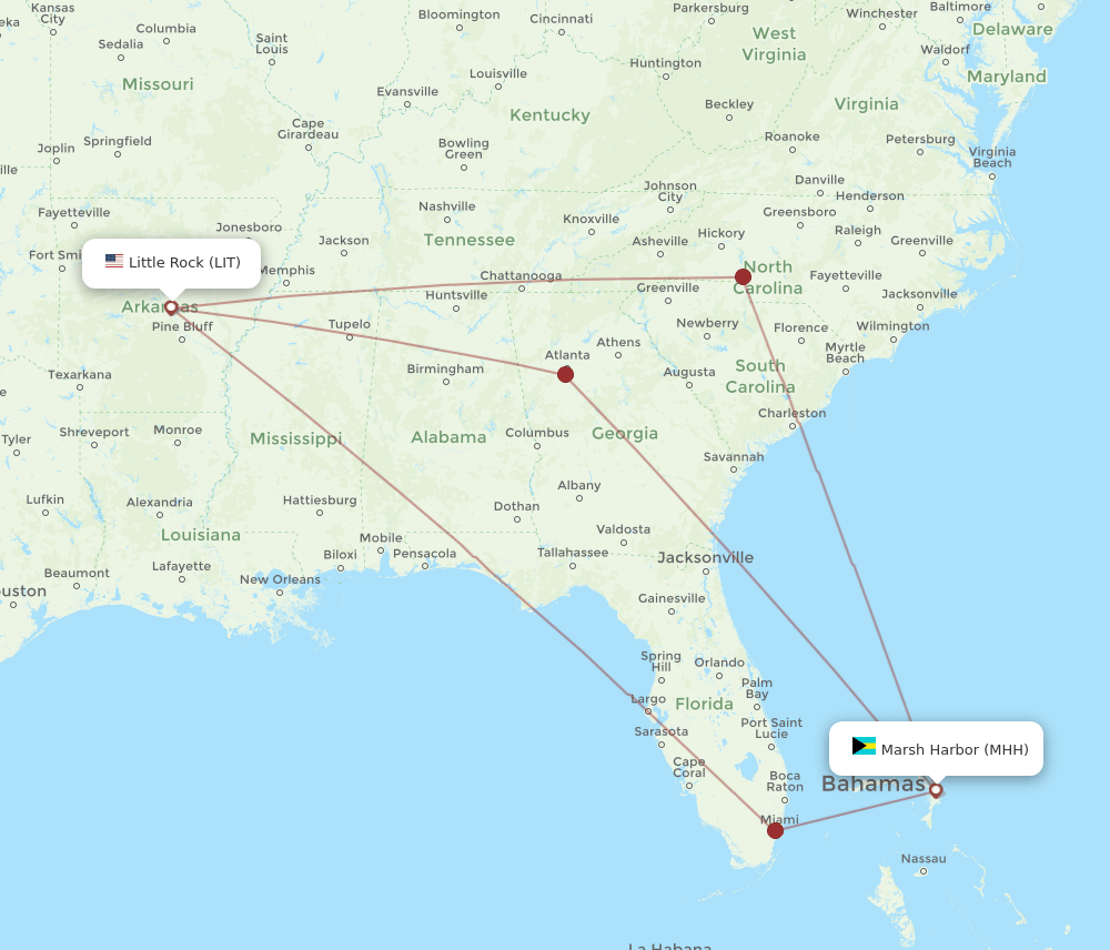 LIT-MHH flight routes