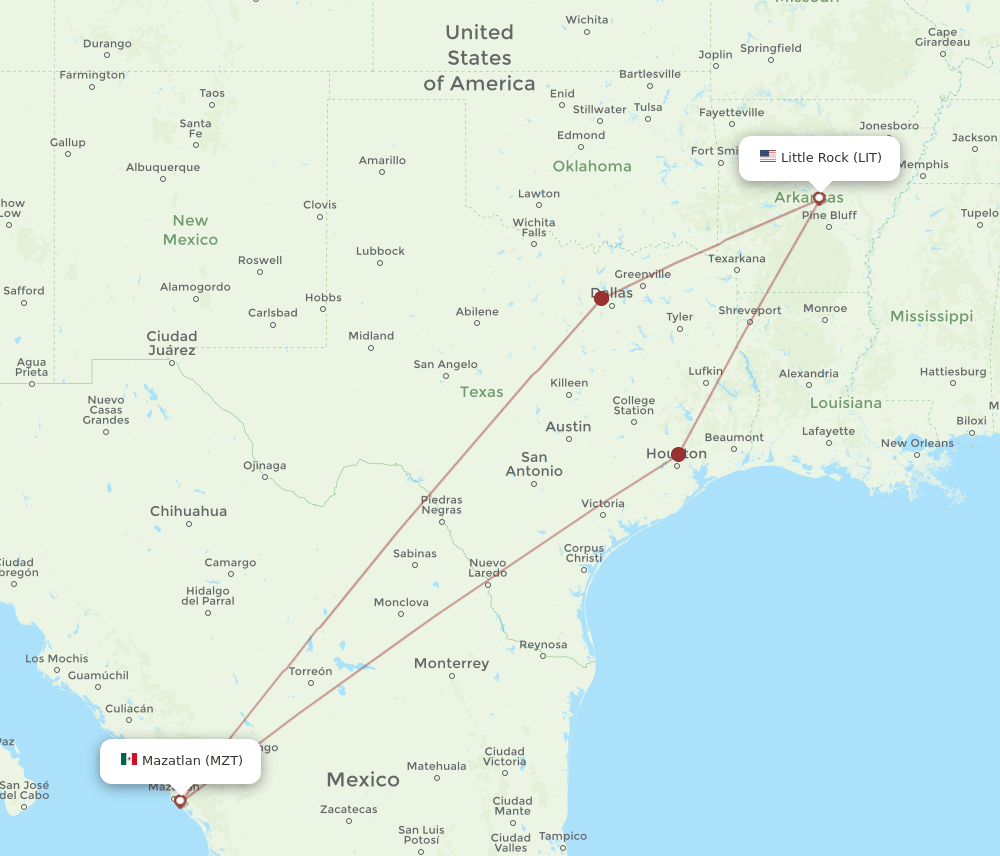 LIT-MZT flight routes