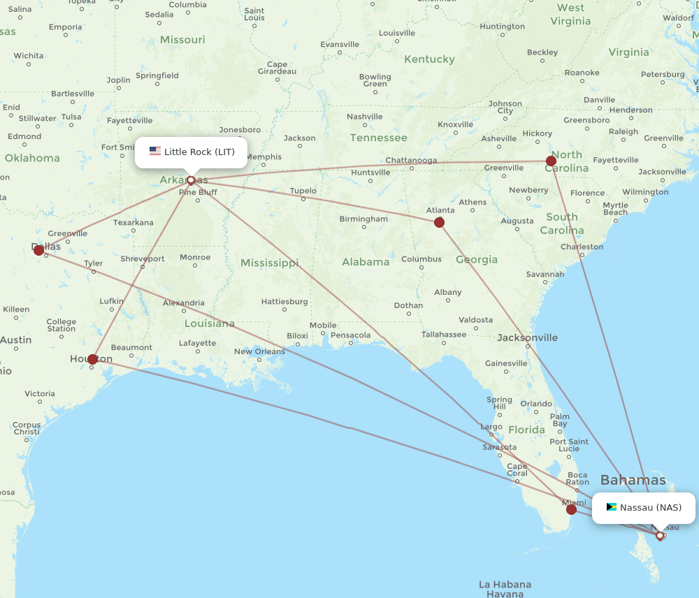 LIT-NAS flight routes