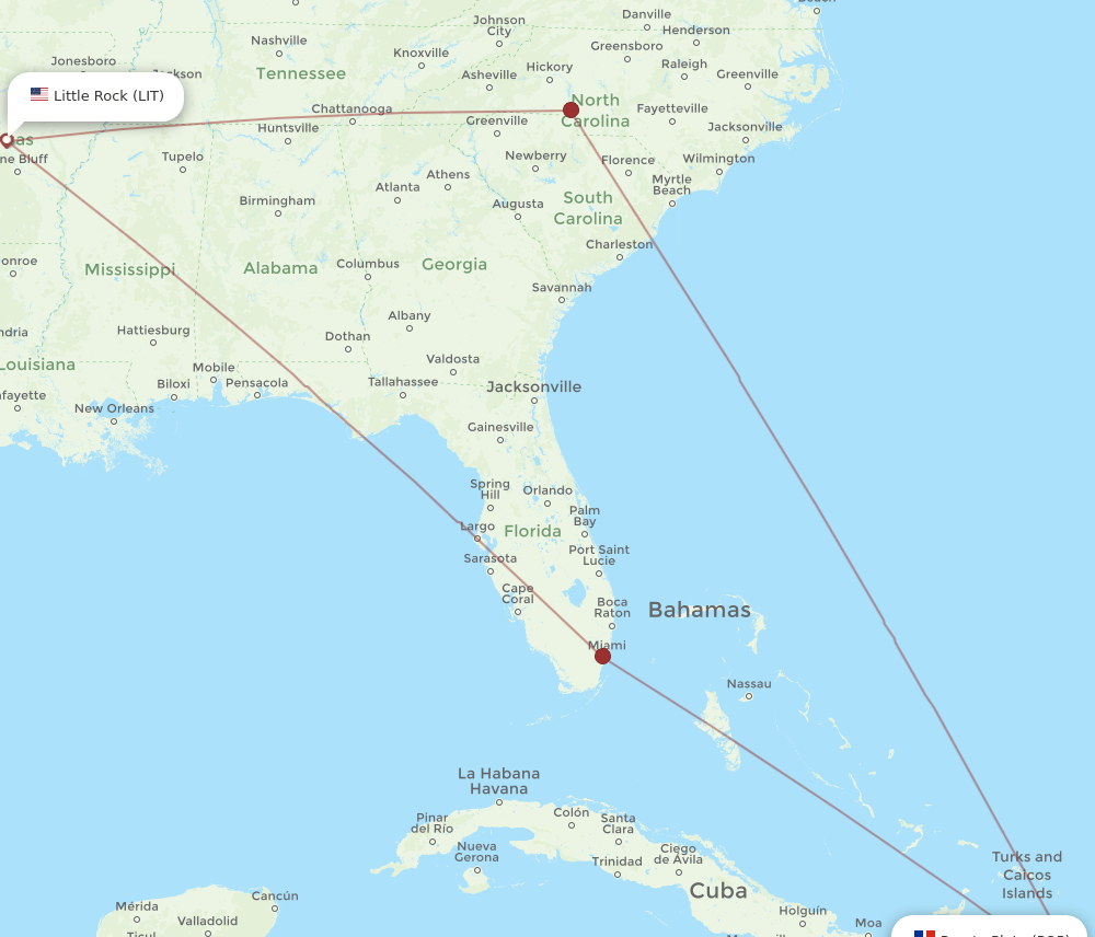 LIT-POP flight routes