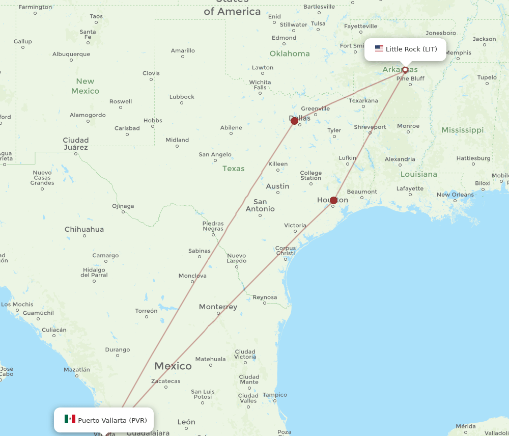 LIT-PVR flight routes