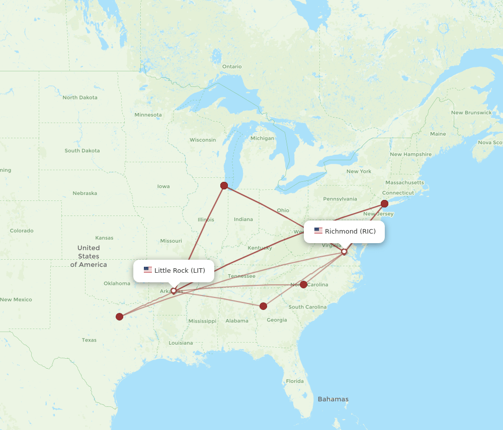 LIT to RIC flights and routes map