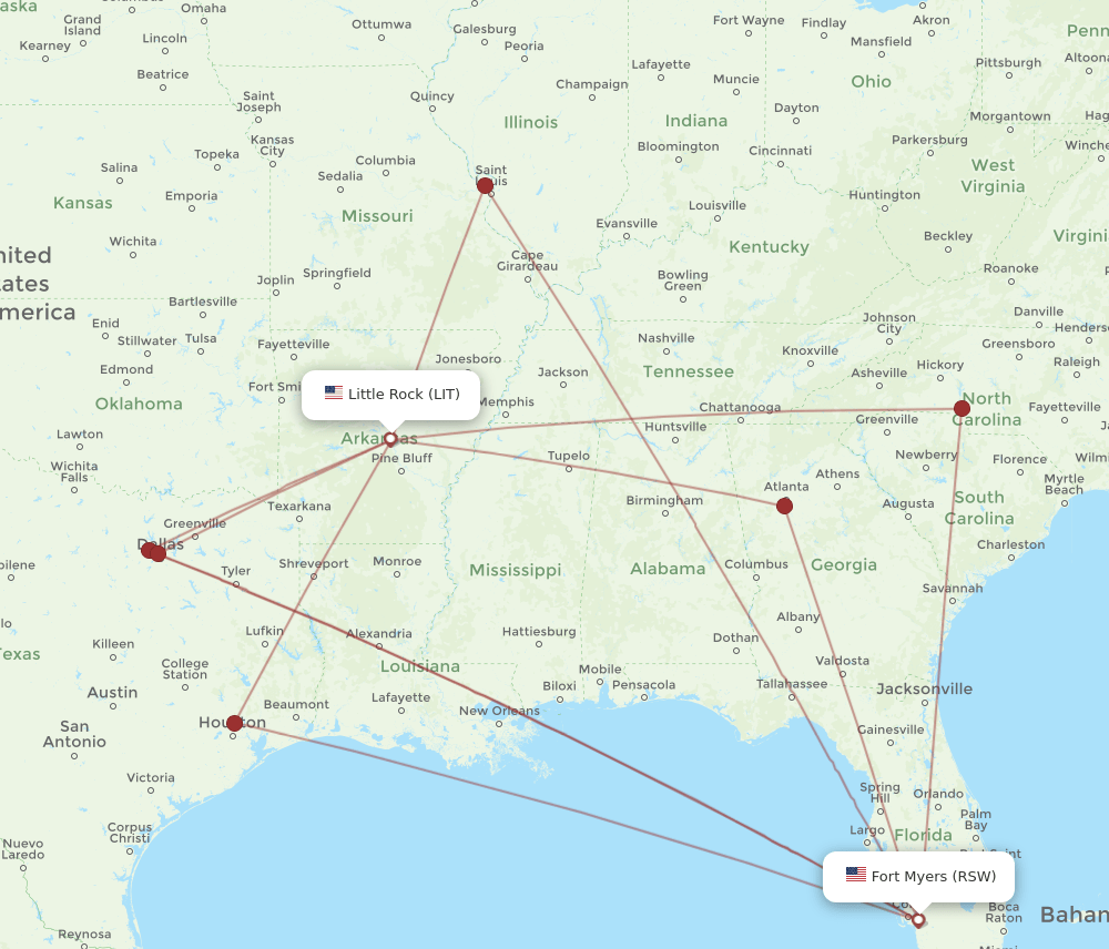 LIT-RSW flight routes