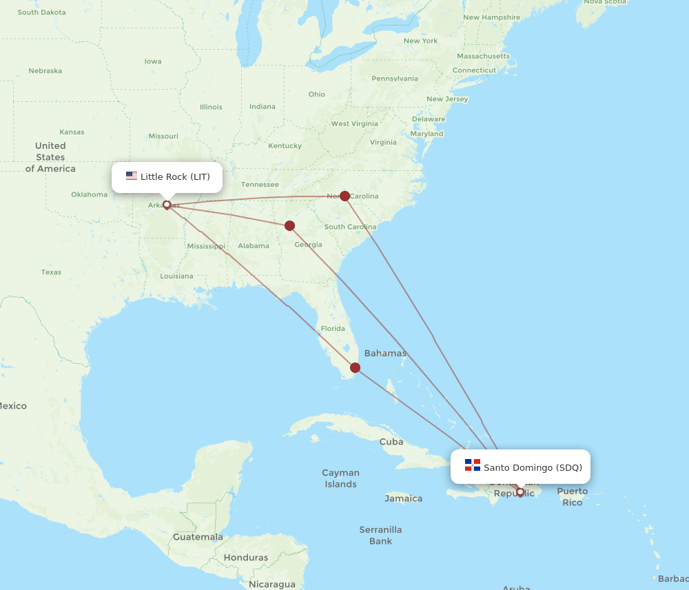 LIT-SDQ flight routes