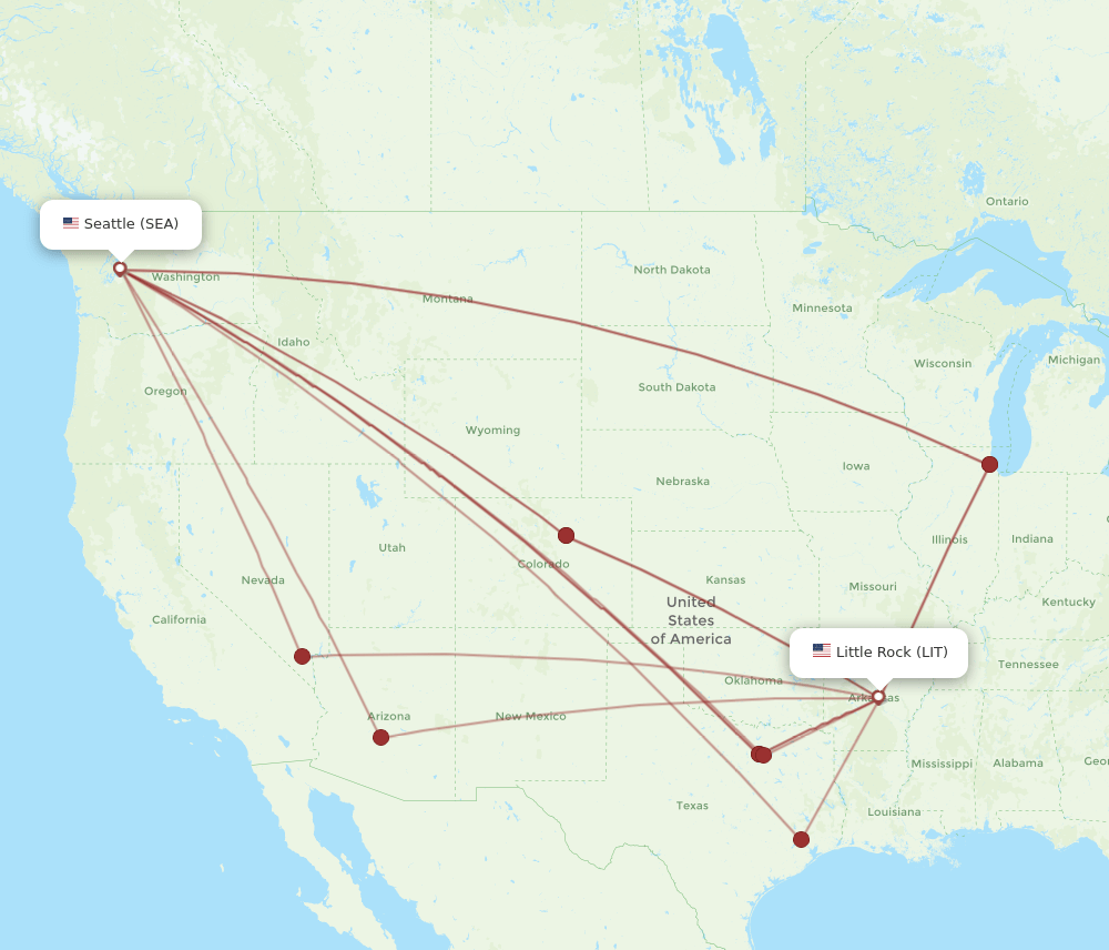 LIT-SEA flight routes