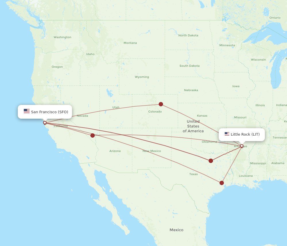 LIT-SFO flight routes