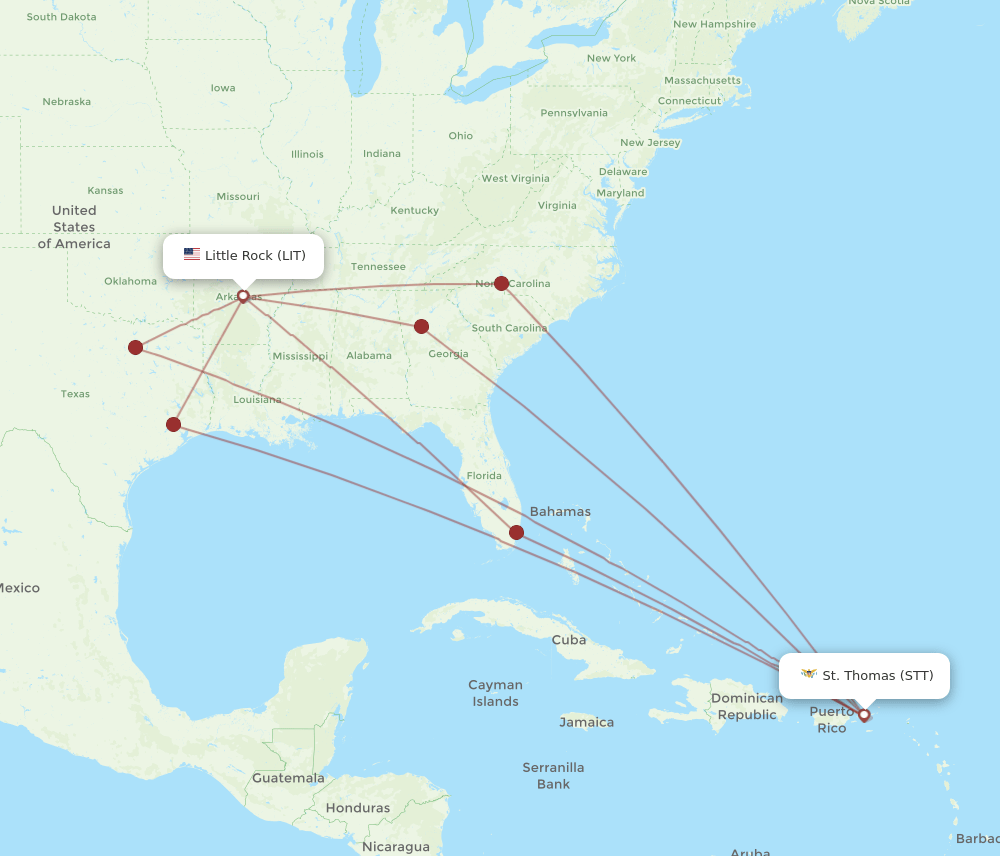 LIT-STT flight routes
