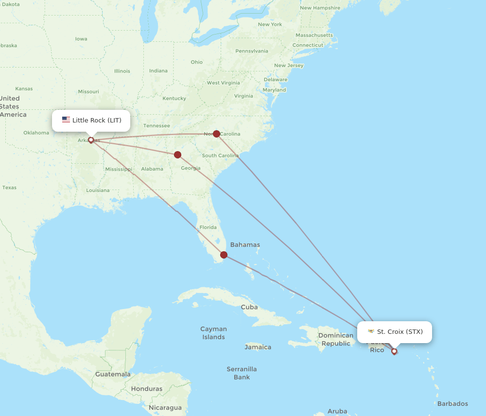 LIT-STX flight routes