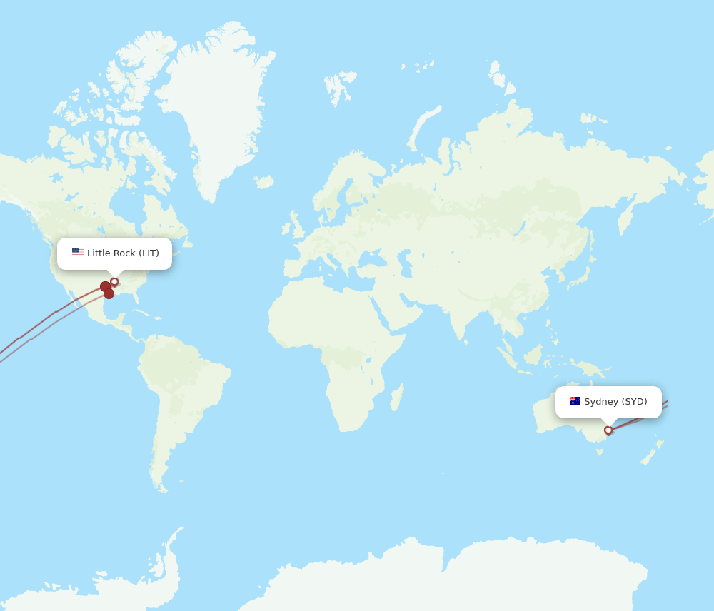 LIT-SYD flight routes