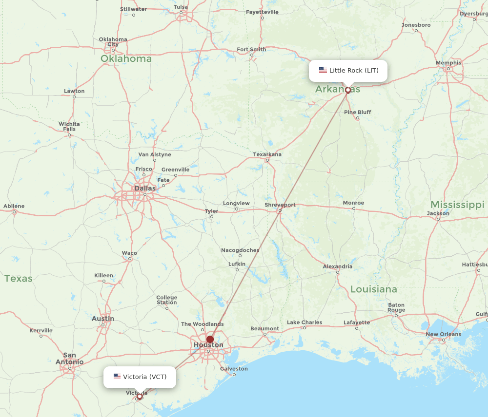 LIT-VCT flight routes