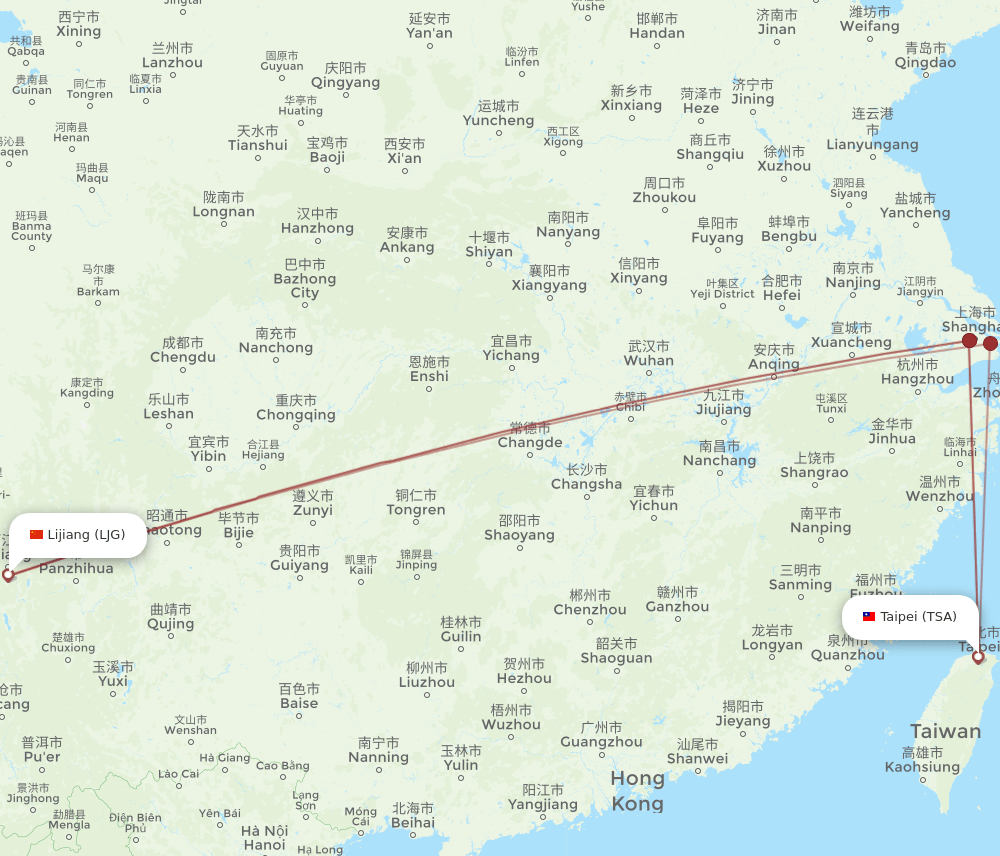 LJG-TSA flight routes