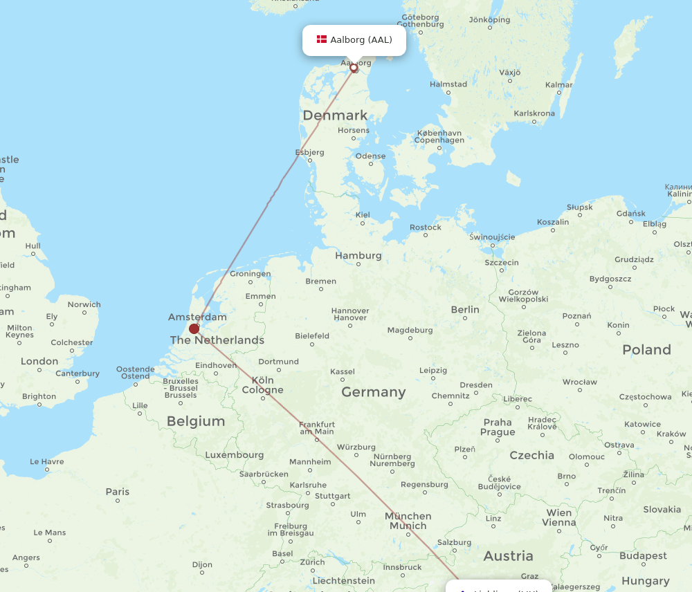 LJU-AAL flight routes